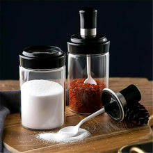 Transparent Glass Storage Jar with Built-in Spoon Approx 250ml